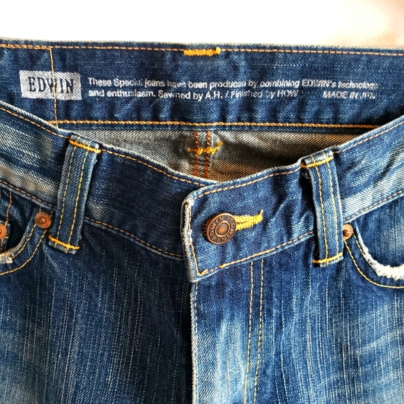 Edwin Vintage Flares Made in Japan Distressed Women NWOT Boho Gypsy Luxury - Picture 4 of 16